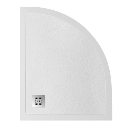 TRAY-MR-UNO-RH-120/80-550-35-W-R-CR Поддон из искусственного мрамора в комплекте с сифоном с декоративной накладкой (хром)