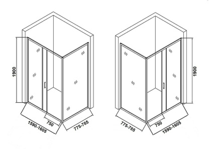 Душевой уголок Orange E23-16080TCR без поддона 160х80, стекло прозрачное