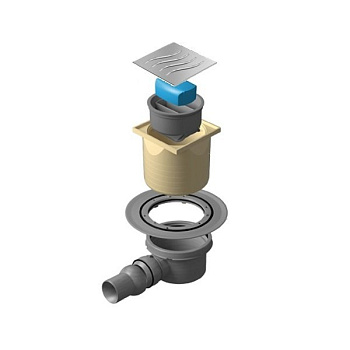 13000016 Точечный трап 100х100 мм Confluo Standard Dry 2,с сухим затвором, металл с перфорацией Tide (Волна), без рамки Исполнение: Хром 