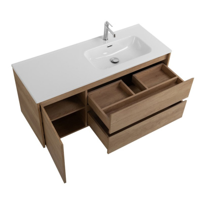 Тумба с раковиной подвесная с двумя ящиками и одной дверцей BelBagno KRAFT 120 Rovere Galifax Bianco левая, раковина белая Тумба с раковиной подвесная с двумя ящиками и одной дверцей BelBagno KRAFT 120 Rovere Galifax Bianco левая, раковина белая