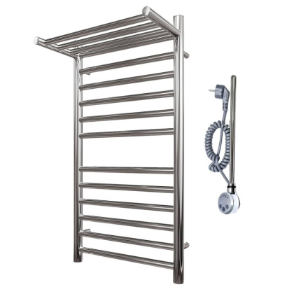 Полотенцесушитель электрический Point Аврора PN10148SPE П11 400x800 с полкой левый/правый, хром Полотенцесушитель электрический Point Аврора PN10148SPE П11 400x800 с полкой левый/правый, хром