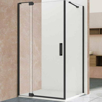 Душевой уголок Extra VSR-1E901090CLB, 900/1000*900, черный, стекло прозрачное