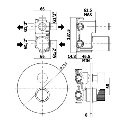 Смеситель для душа Paffoni Jo JO018CR (с внутренней частью)