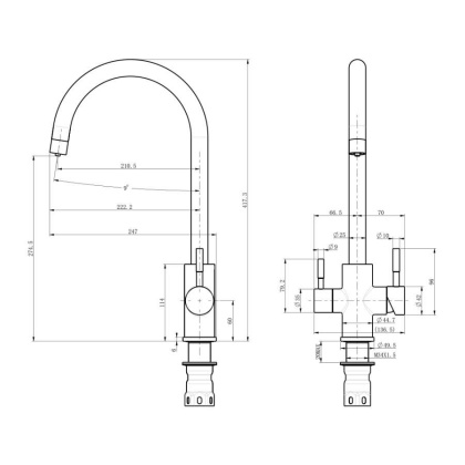 Смеситель д/кухни с каналом для питьевой  нержав. сталь BALEAR, арт.13445BL