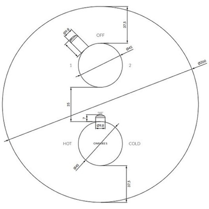 Смеситель термостатический для душа, элемент наружного монтажа OMNIRES Y Y1236ROBL (черный)