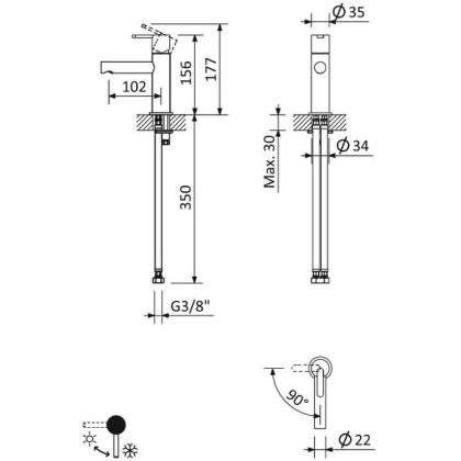 LEAF-LSM2-01-W0 Смеситель для раковины однорычажный, без донного клапана, исполнение хром