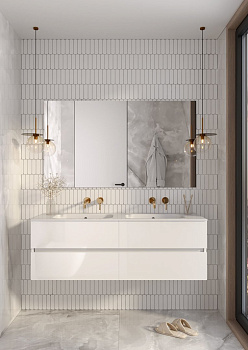 Тумба без раковины Vallessi 140*46cm  Белый глянец 4 полки 837-140-W Boheme