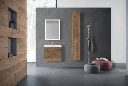 База под керамическую раковину Mia 600 подвесная, 2 выкатных ящика soft close, V.Oak