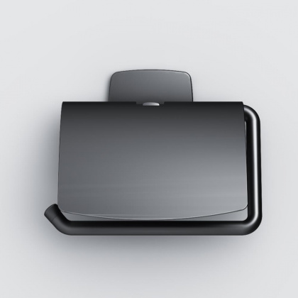 Держатель для туалетной бумаги Gem с крышкой, 10,4х14,1х11,1 см, черный, A90341422