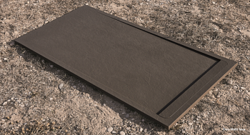 DUO Поддон из искусственного мрамора (акрон) с сифоном и декоративной накладкой в комплекте, PLATO/DUO/SLATE/90/NEGRO/120x90