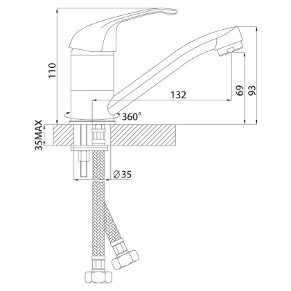 Смеситель Rossinka A35-22 для раковины Смеситель Rossinka A35-22 для раковины