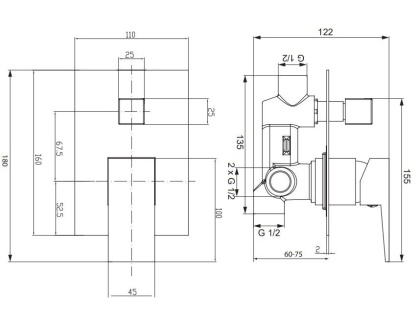 Смеситель для душа скрытого монтажа OMNIRES FRESH FR7135CR (хром)