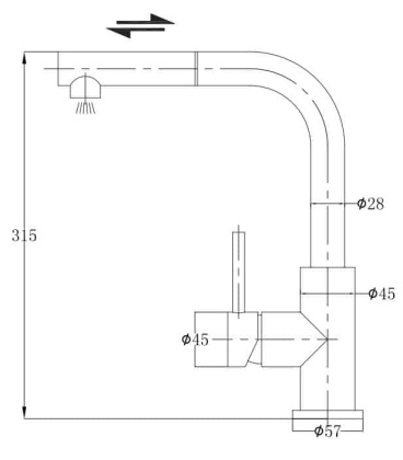 Смеситель для мойки OMNIRES ALBANY AB1455IN (инокс) Смеситель для мойки OMNIRES ALBANY AB1455IN (инокс)