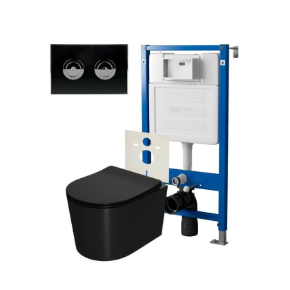Сет: Система инсталляции пневматическая Point Элемент П для подвесного унитаза PN45121 + Клавиша смыва для пневматической инсталляции Point Венера, установка в стену, черный/хром, PN44071BC + Унитаз подвесной Point Веста безободковый, чёрн мат, PN41701BM Сет: Система инсталляции пневматическая Point Элемент П для подвесного унитаза PN45121 + Клавиша смыва для пневматической инсталляции Point Венера, установка в стену, черный/хром, PN44071BC + Унитаз подвесной Point Веста безободковый, чёрн мат, PN41701BM