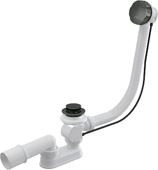 Сифон для ванны автомат комплект, металл GUN METAL-глянец