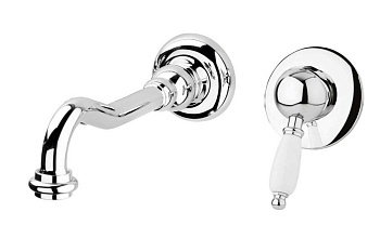 ELITE-BLS1-02-Bi Встраиваемый однорычажный смеситель для раковины, бронза, ручки белые