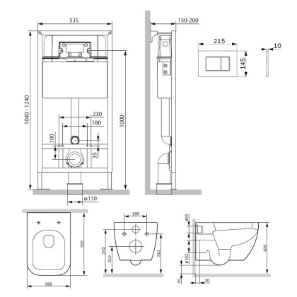IS70231.901701 Инсталляция с клавишей ProC S мат Хром с подвесным унитазом Gem FlashClean с сид м/лифт