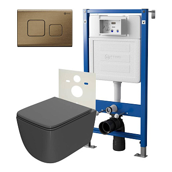 Сет: Система инсталляции Point Элемент для подвесного унитаза PN45120 + Клавиша смыва для инсталляции Point Афина, бронза брашированная, PN44041BB + Унитаз подвесной Point Меркурий безободковый, сид.дюропласт микролифт быстросъем, графит, PN41831GM Сет: Система инсталляции Point Элемент для подвесного унитаза PN45120 + Клавиша смыва для инсталляции Point Афина, бронза брашированная, PN44041BB + Унитаз подвесной Point Меркурий безободковый, сид.дюропласт микролифт быстросъем, графит, PN41831GM