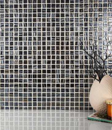 Стеклянная мозаика, Black, Aqua