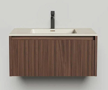 Подвесная тумба Domino 800, шпон, Onda Plus, фрезерованный фасад
