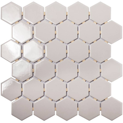 Керамическая мозаика, Hexagon Small Grey Glossy 51x59, Geometry