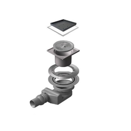 13000086 Точечный трап 150х150 мм Confluo Standard Ceramic 2, полая под плитку, с рамкой Исполнение: Хром 