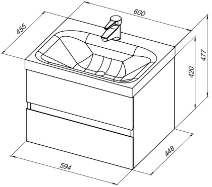 Тумба под раковину Aquanet Беркли 60 белый/дуб рошелье