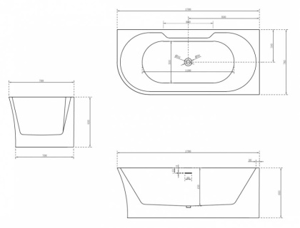 Акриловая ванна Abber 170х78 AB9335-1.7 R