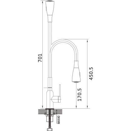 Смеситель для кухни латунь, хром S843-9
