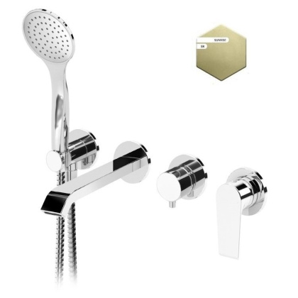 NAUTIC-VDM3-SR Встраиваемый смеситель для ванны и душа однорычажный с поворотным переключателем на 3 выхода, в комплекте с ручным душем, исполнение Sunrise