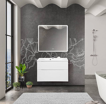 Тумба с раковиной подвесная BelBagno MARINO-H60 80 Rovere Nature, раковина белая Тумба с раковиной подвесная BelBagno MARINO-H60 80 Rovere Nature, раковина белая