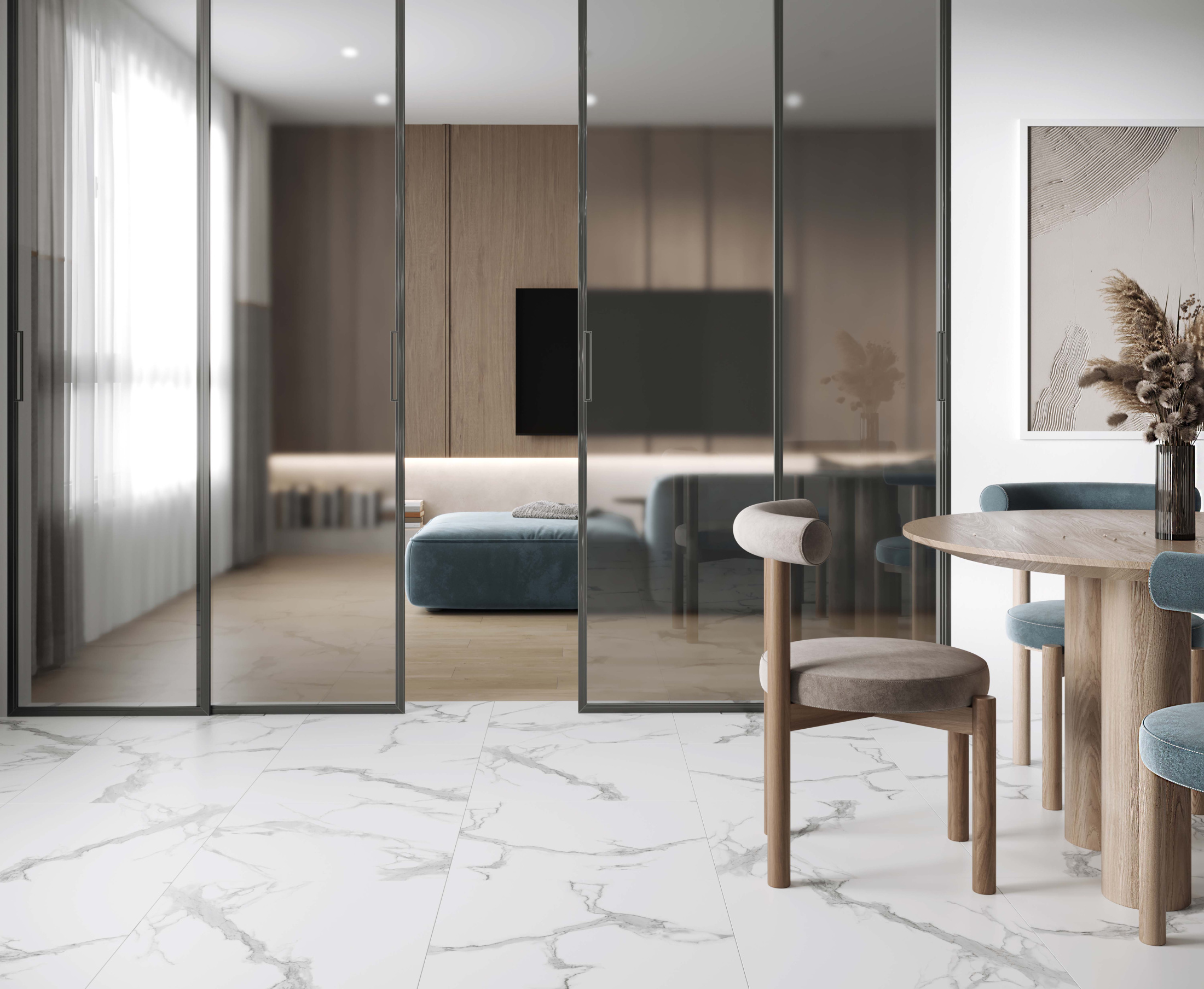 Statuario Crown Керамогранит белый 60x60 сатинированный