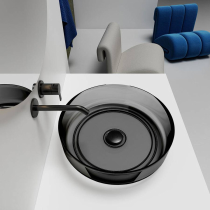Раковина прозрачная Vincea VBS-6T16B, 450*450*130, накладная, цвет черный Раковина прозрачная Vincea VBS-6T16B, 450*450*130, накладная, цвет черный