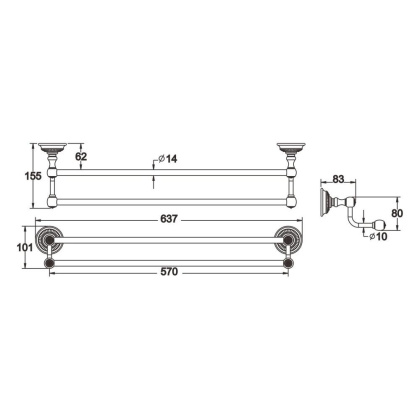 Полотенцедержатель двойной, RG1427Q Rose, Бронза