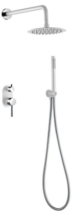 Смеситель встроенный + верхний+ ручной душ Uno. Белый Хром Смеситель встроенный + верхний+ ручной душ Uno. Белый Хром