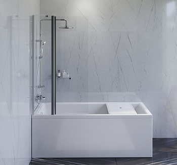 Шторка на борт ванны 80 AM.PM Gem W90BS-D3W5-140CT поворотно-складная