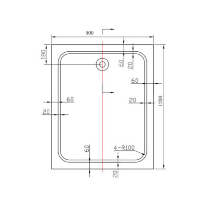 Поддон для душа акриловый VST-2AR-9012, 1200*900*135, сифон Ф90 с гидрозатвором