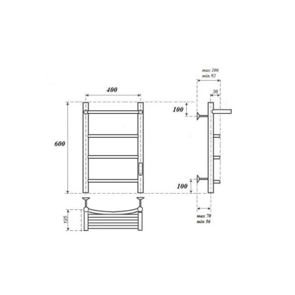 Полотенцесушитель электрический Point Афина PN04846PW П3 400x600 с полкой, диммер справа, белый Полотенцесушитель электрический Point Афина PN04846PW П3 400x600 с полкой, диммер справа, белый