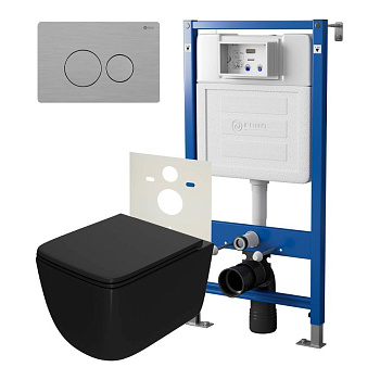 Сет: Система инсталляции Point Элемент для подвесного унитаза PN45120 + Клавиша смыва для инсталляции Point Виктория, нержавеющая сталь, сталь брашированная, PN44061SB + Унитаз подвесной Point Меркурий безободковый сид.дюропласт микролифт быстросъем чёрн  Сет: Система инсталляции Point Элемент для подвесного унитаза PN45120 + Клавиша смыва для инсталляции Point Виктория, нержавеющая сталь, сталь брашированная, PN44061SB + Унитаз подвесной Point Меркурий безободковый сид.дюропласт микролифт быстросъем чёрн