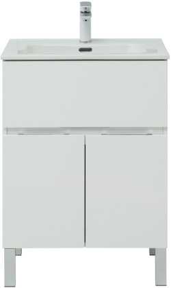 Тумба под раковину Aquanet Алвита New 60 1 ящик, 2 дверцы, белый матовый