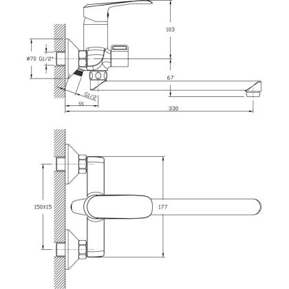 Смеситель для ванны с длинным поворотным изливом RUSH Gozo (GZ3735-51)