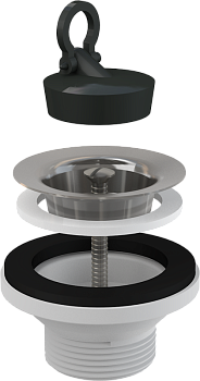 Донный клапан сифона для умывальника 5/4" с нержавеющей peшeткой DN63