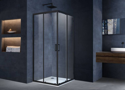 Душевой уголок Alpha VSS-3AL900CLB, 900*900, черный, стекло прозрачное
