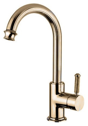 OLIMP-LSM2-03/24-L Смеситель на раковину однорычажный с донным клапаном, золото