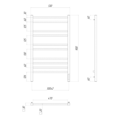 Полотенцесушитель электрический Lemark Unit LM45910Z П10 500x900, диммер справа, хром Полотенцесушитель электрический Lemark Unit LM45910Z П10 500x900, диммер справа, хром