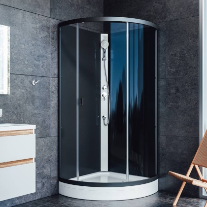 Душевая кабина Am.Pm без крыши, 90х90, стекло Графит, профиль Графит