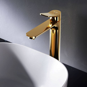 F85A92099 X-Joy, смеситель д/умывальника высокий, золото