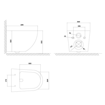 Унитаз подвесной PLAZA , сиденье: дюропласт, цвет: черный мат, арт. PL30112DP