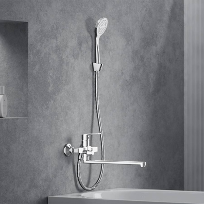 489500000 Eclipse 2.0 Смеситель для ванной и душа с универсальным изливом и душ.набором, хром