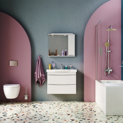 Полный комплект в ванную комнату Like, 80х45х65 см, белый, UK80OB